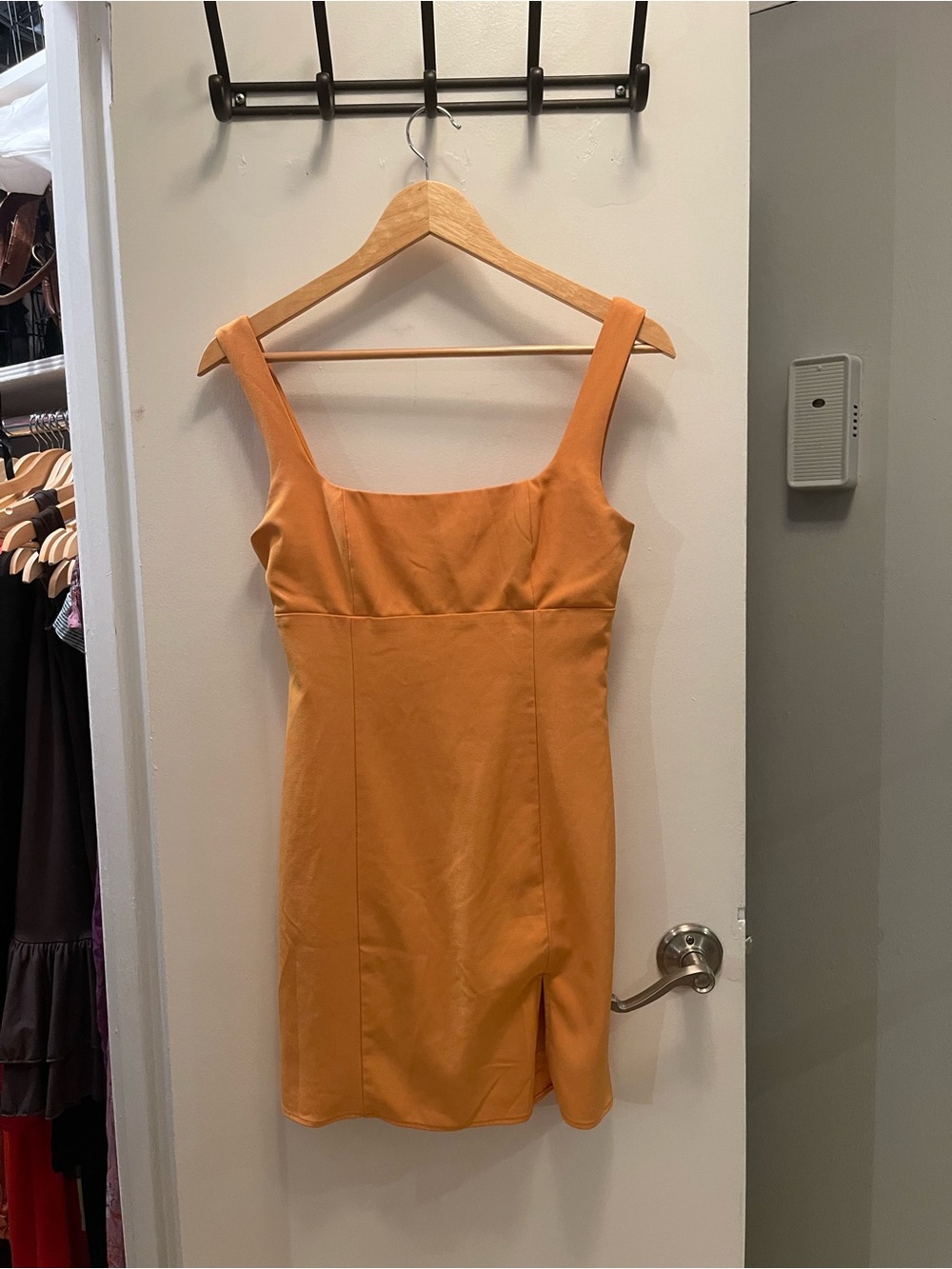Women’s Square-Neck Orange Mini Dress
